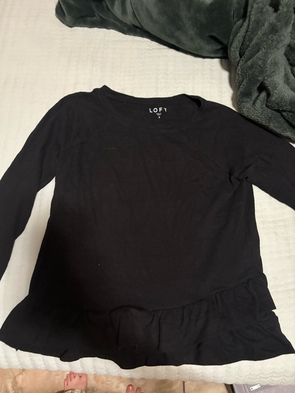 LOFT Charcoal Crewneck Long Sleeve Top
